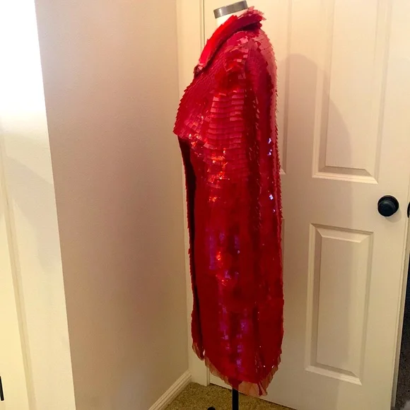 Christian Lacroix handmade red sequence and organza coat* - Picture 3 of 9